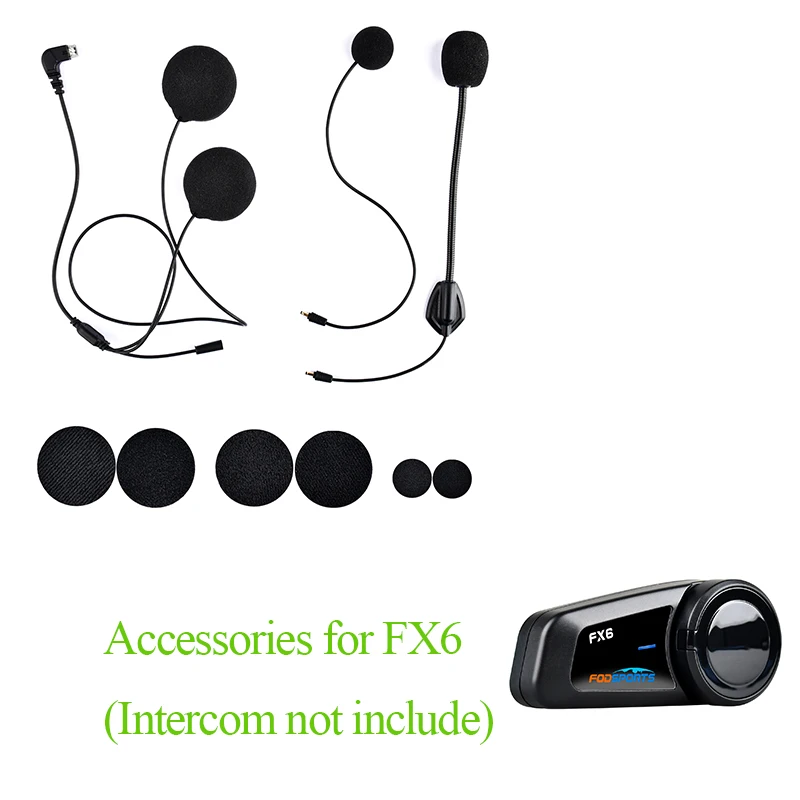 Accessories Sports Fx6 Accessori Casco Moto Interfono Bluetooth Parti Auricolari Microfono Morbido Rigido Cavo Usb Clip Auricolare