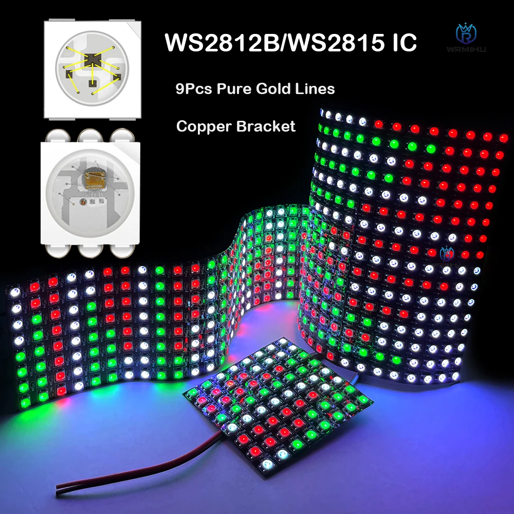 5V Ws2812B 12V Ws2815 Rgb Programmabile 16X16 Schermo Flessibile Modulo Led Indirizzabile Individualmente 256 Pixel Pannello Matrix Light