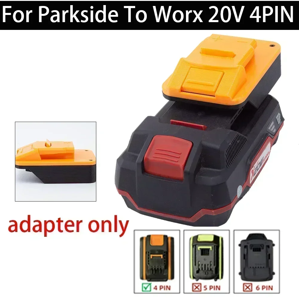 Adattatore Convertitore Batteria Per Batteria Al Litio Lidl Parkside X20V A Worx (Dexter) Strumento Cordless 20V 4Pin (Batterie Non Incluse)