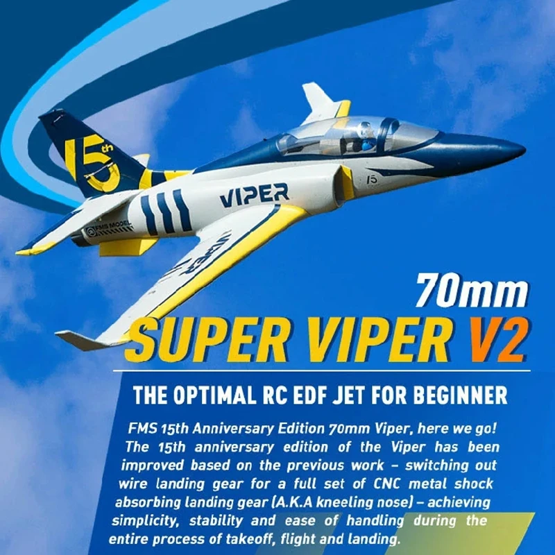 Fms Ventilatore Canalizzato Edf 70Mm Viper Jet Trainer Blu 6Ch Con Lembi Retrattili Pnp Rc Aereo Modello Aereo 15Th Anniversary