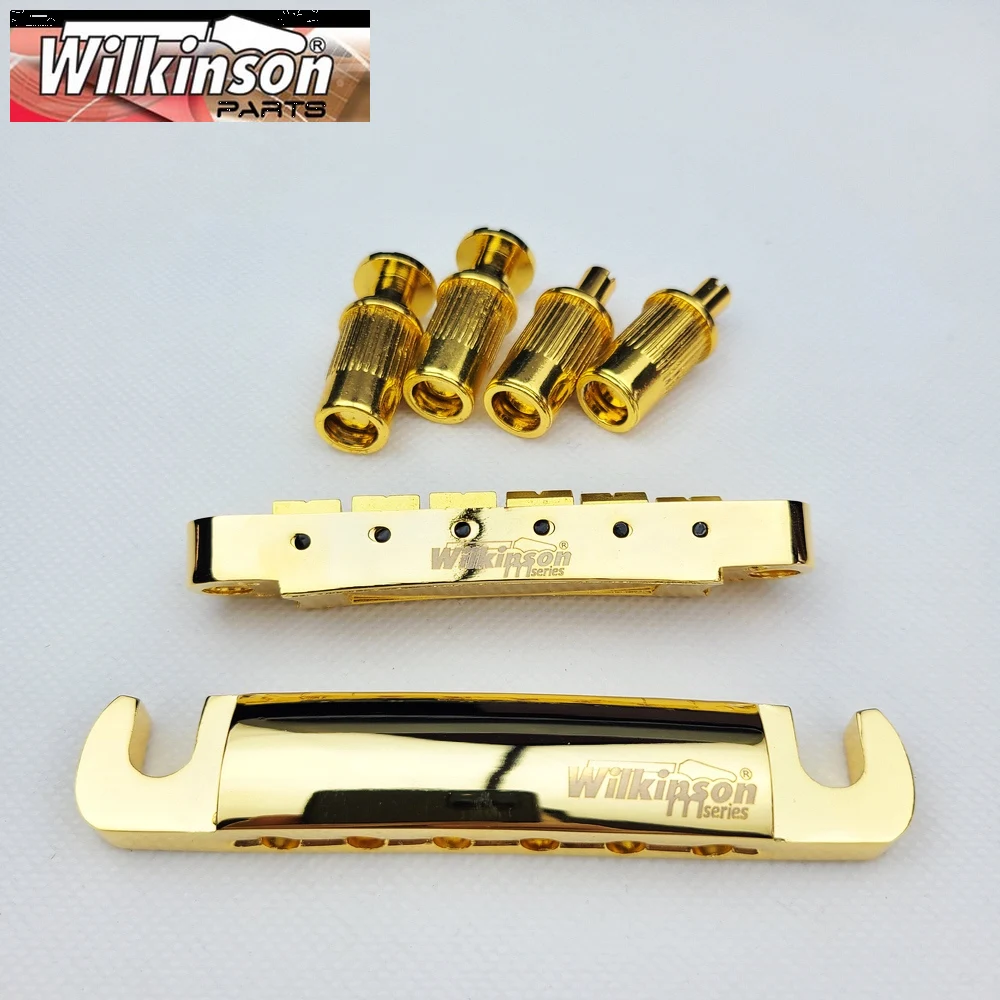 Ponte Per Chitarra Elettrica In Stile Tune-O-Matic Originale Wile1 Gold Per Chitarra Lespaul Lp Sg Wogt1 + Wogb2 Golden