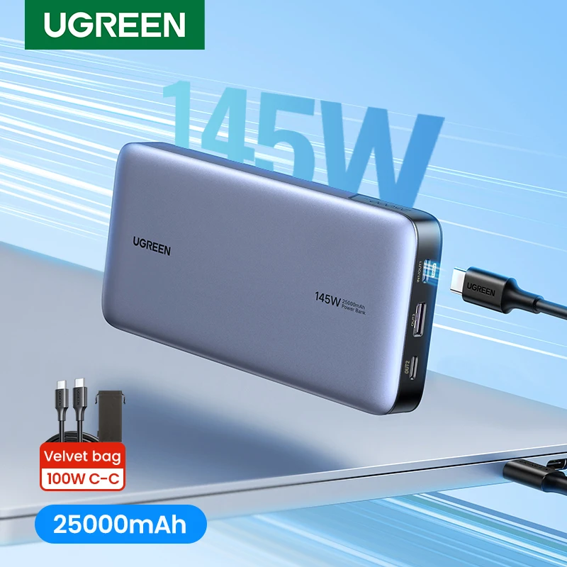 Ugreen 140W Power Bank Portatile 25000Mah Pd Powerbank A Ricarica Rapida Per Notebook Portatile Xiaomi 13 Batteria Esterna A Ricarica Rapida