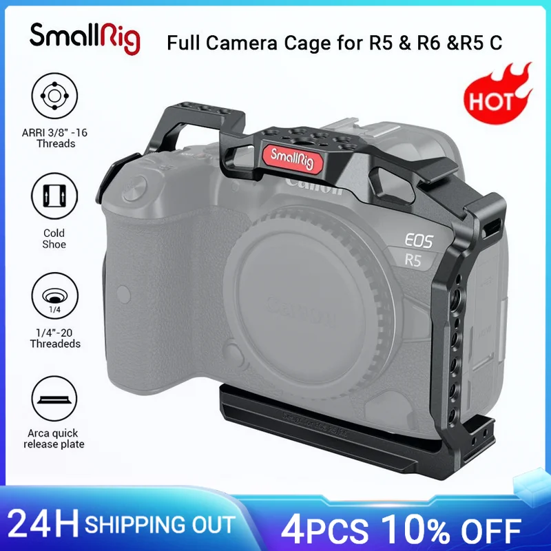 Smallrig R5/R5 C/R6 Custodia Per Fotocamera Gabbia Per Canon Eos R5 / R6 / R5 C Dsrl Rig Con Scarpe Fredde Per Riprese Video Di Film-2982B