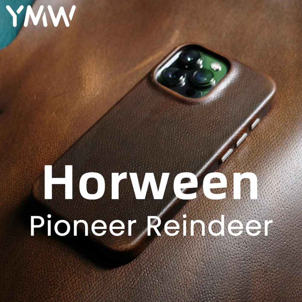 Ymw Horween Custodia In Vera Pelle Fatta A Mano Per Iphone 14 15 Pro Max Luxury Business Pull-Up Oil Wax Cover Per Telefono In Pelle Bovina