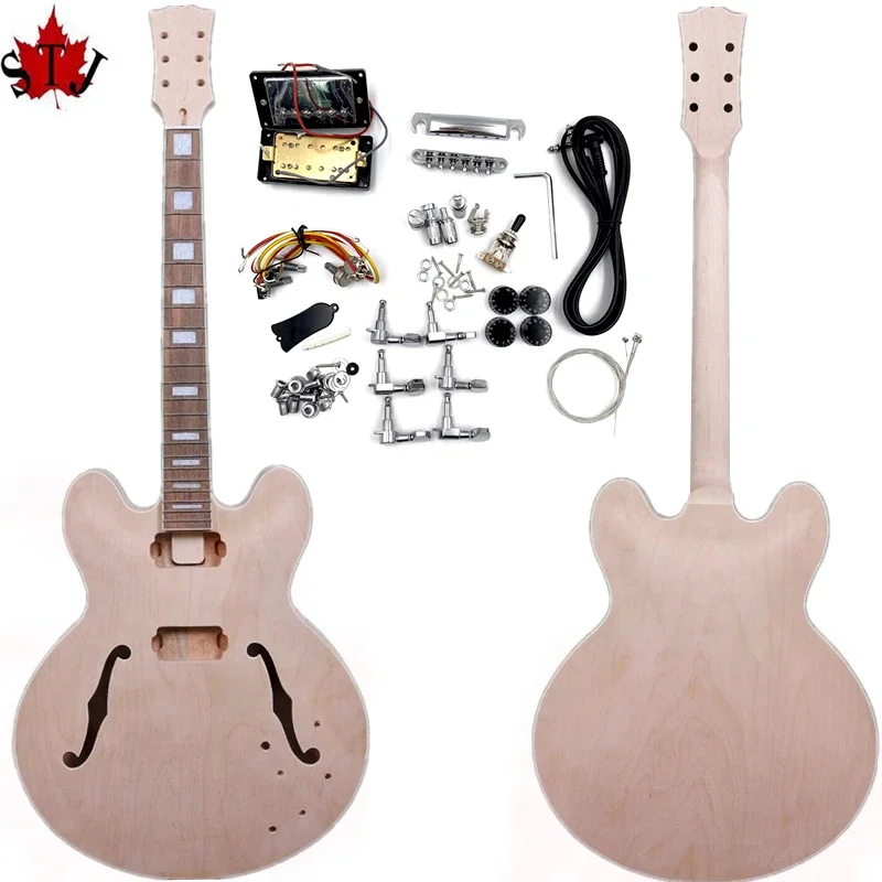 1Set Kit Chitarra Es 335 Acero Chitarra Elettrica Incompiuta Collo E Corpo Chitarra, Parti Di Chitarra Elettrica Cava Fai Da Te