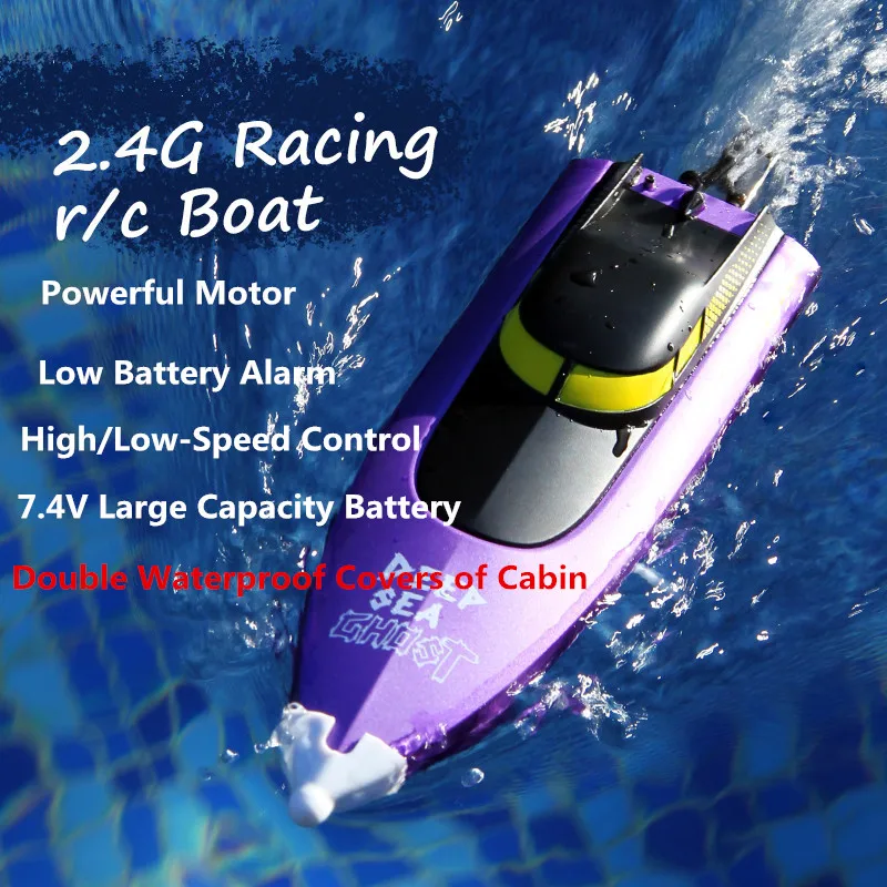Rc Boat 2.4Ghz Radio Remote Control Boat 25 Km/H Barca Da Corsa Ad Alta Velocità Doppia Impermeabile 15 Minuti Per Barca Giocattolo Regalo Per Bambini