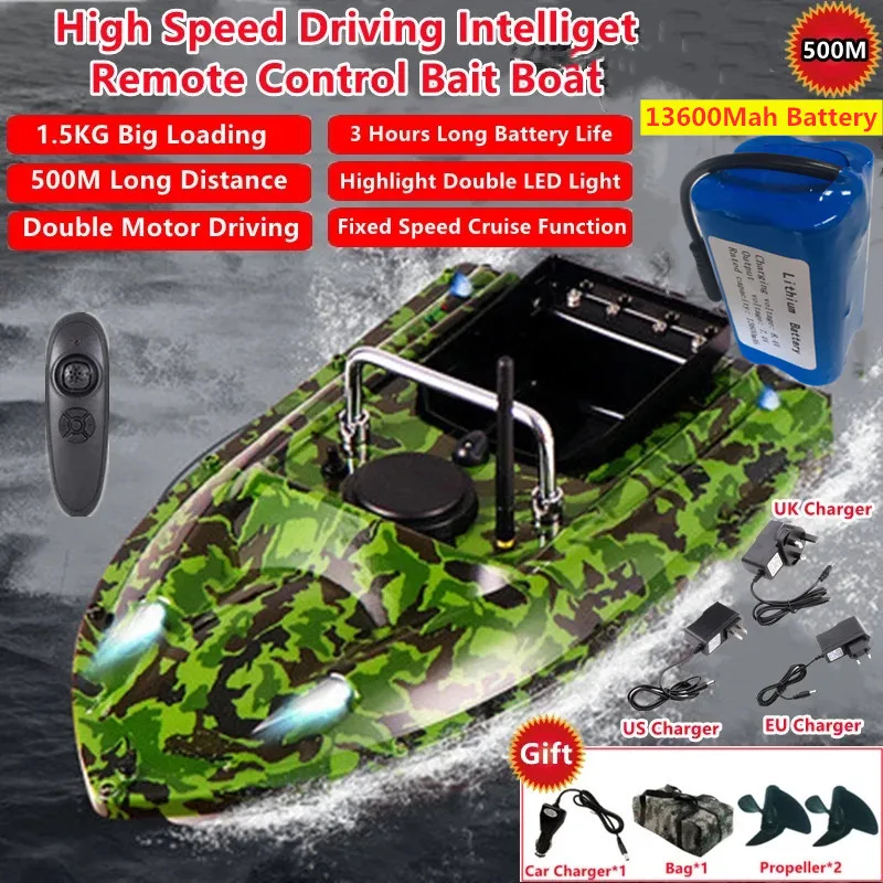 Smart Fixed Speed Cruise Radio Remote Control Fishing Bait Boat 1.5Kg 500M Dual Night Light Lure Fishing Rc Bait Boat Fishing