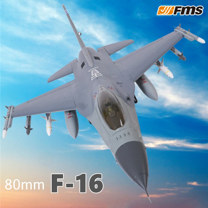 Fms Rc Aereo 80Mm F16 F-16 Falcon Ducted Fan Edf Jet 6S 6Ch Con Alette Pnp Modello Hobby Aircraft Avion Boy Gift