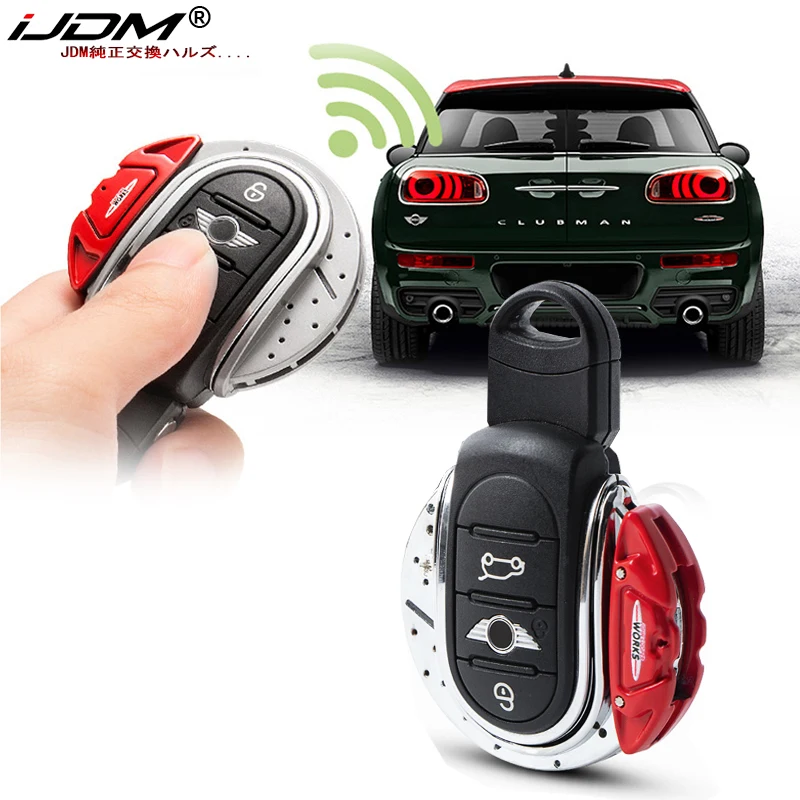 Ijdmtoy Red Jcw Brake Disk Shape Key Fob Shell Cover Per Mini Cooper 3Rd Gen F55 F56 F57 F54, Gen2 F60 Countryman Smart Key