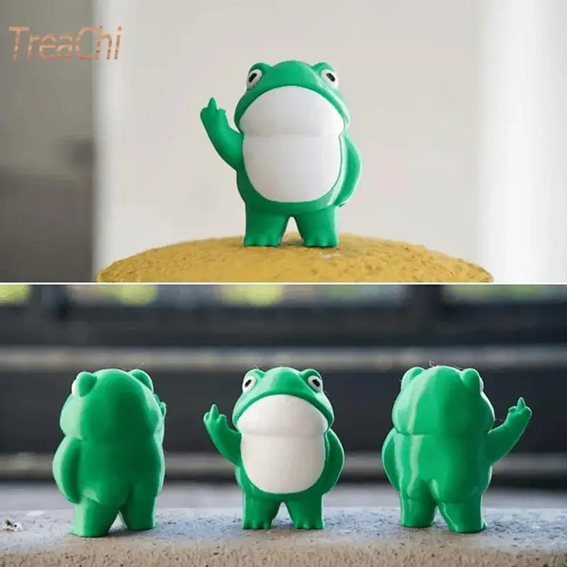 Rebel Frog Statue Erect Frog Dito Medio Rana Statua Piccola Rana Resina Decorazione Da Tavolo