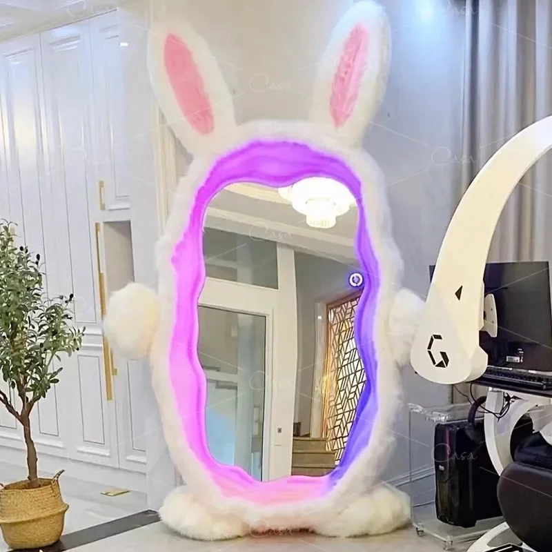 Art Girls Mirror Living Room Twisted Wonderland Full Body Mirror Light Led Smart Floor Luxury Coreano Espelhos Decorazioni Per La Casa