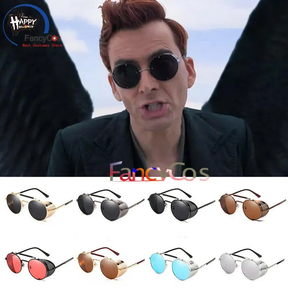 Good Omens Occhiali Da Sole Cosplay Demon Occhiali Devil Crowley David Tennant 1:1 Occhiali Da Sole Neri Specchio Solare Cosplay Unisex Uomo