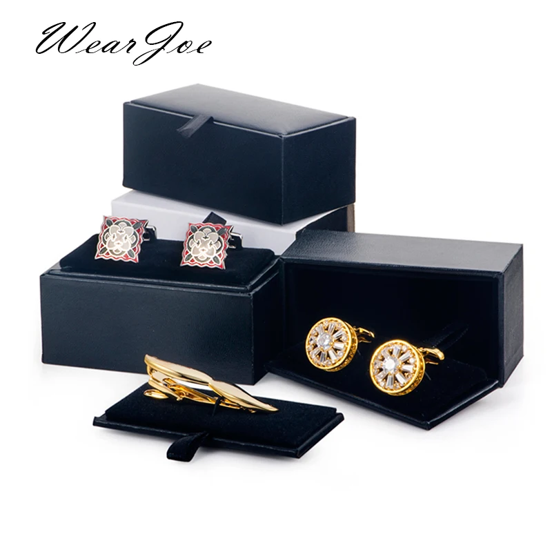 Uomini Gemelli Scatola Di Immagazzinaggio Custodia In Pelle Nera Faux Spilla Risvolto Spille Capelli Spille S Scatola Di Imballaggio Regalo Tie Tack C