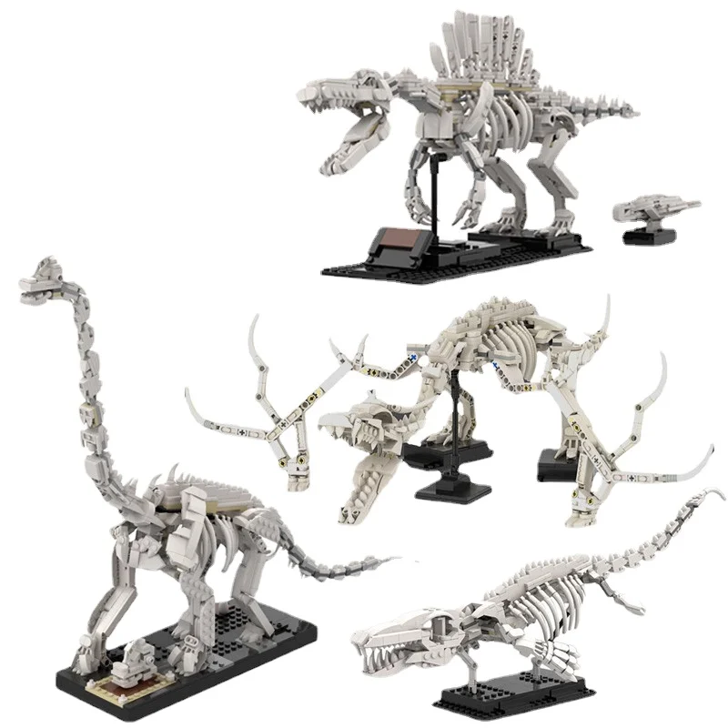 Moc Ideas Jurassiced Skeleton Fossil Building Blocks Giraffatotan Tyrannosaurus Rex 21320 Dinosaur Display Model Toys Regalo Per Bambini