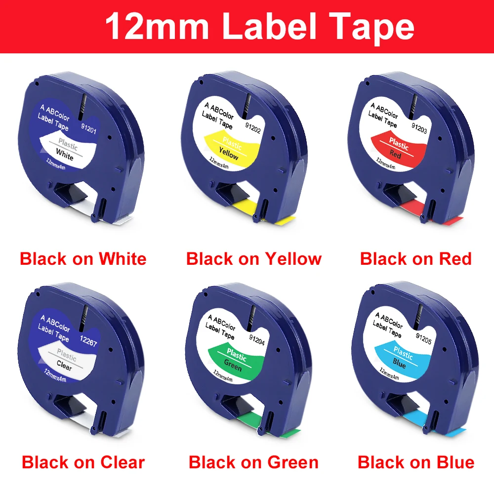 Muticolor 91201 Compatibile Dymo Letratag Label Tape 12267 91202 91203 91204 12Mm Lt Tape Per Dymo Lt-100H Lt100T Xm Label Maker