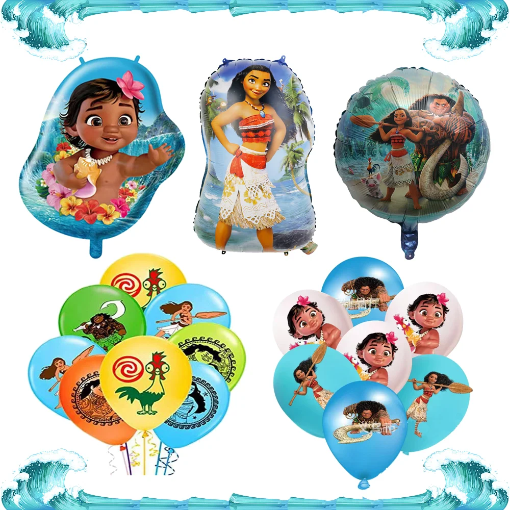 Cartoon Moana Princess Balloons Girls Birthday Party Balloons Decorazione Disney Moana Animal Pet Latex Baloon Baby Shower Decor
