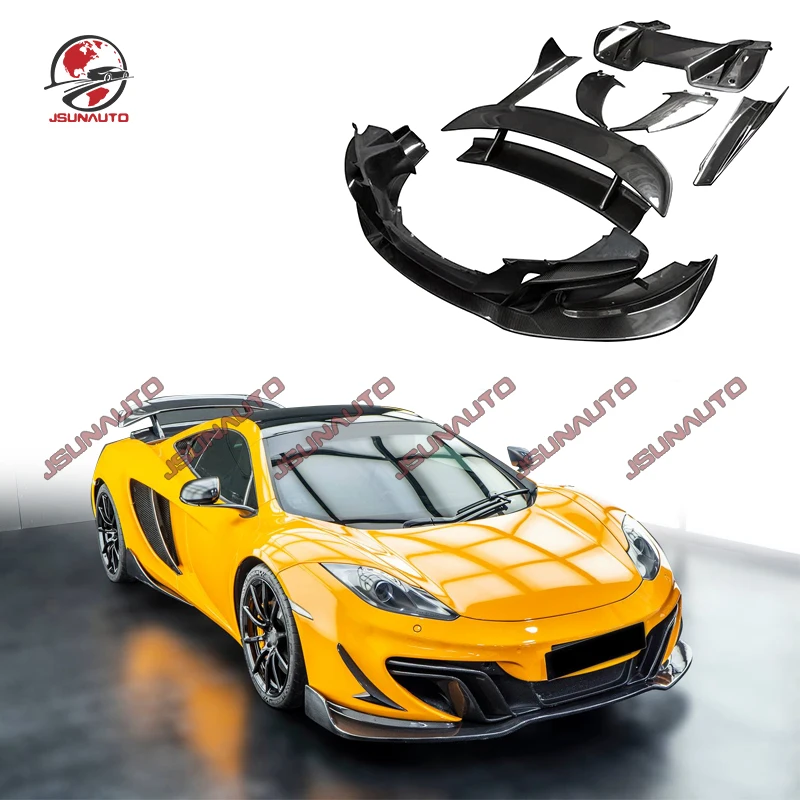 Real Carbon Fiber Front Bumper Diffuser Side Skirts For Mclaren Mp4-12C D Style Rear Lip Bumper Lower Splitter Spoiler