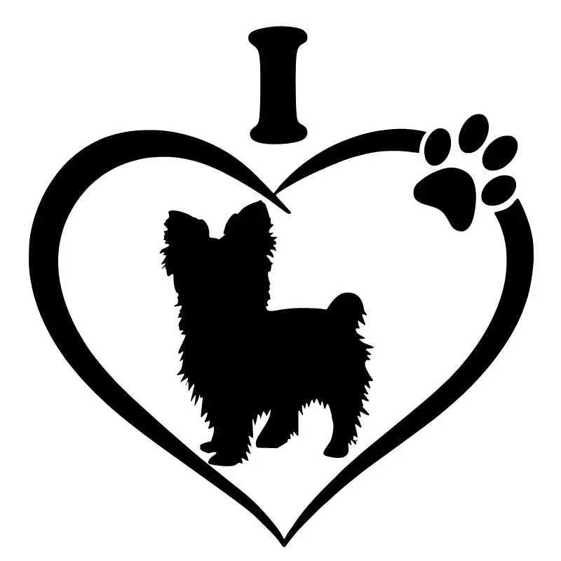 Hot Sell Personality I Love Yorkshire Terrier Car Sticker Pvc Body Parabrezza Exquisite Auto Decal Moto Laptop Decoration