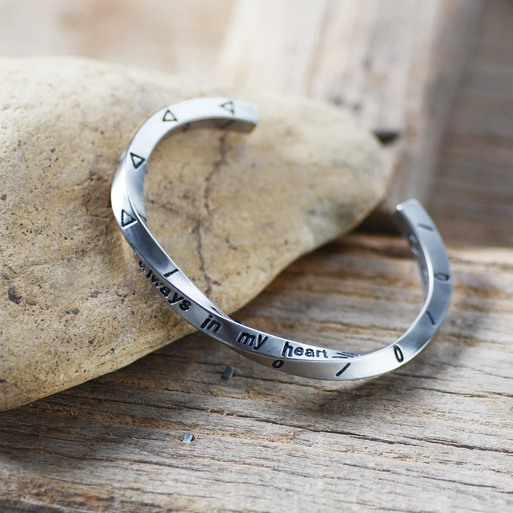 Coppia In Acciaio Al Titanio Love Viking War Bracelet Sempre Nel Mio Cuore Viking Bracelet Twist Cuff Bangle For Men Jewelry