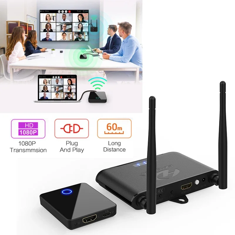 1080P Wireless Hdmi Trasmettitore Ricevitore 60M Video Sender Hdmi Extender Per Dvd Camera Notebook Pc A Tv Proiettore Meeting Share