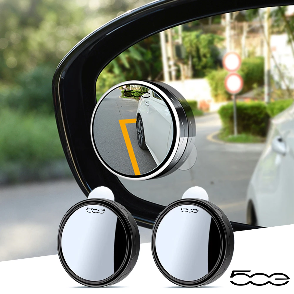 Per Fiat 500 500L 500X 500E Abarth Electric Stainless Steel 2Pcs Car Sucker Mirror Small Blind Spot Mirror Accessori