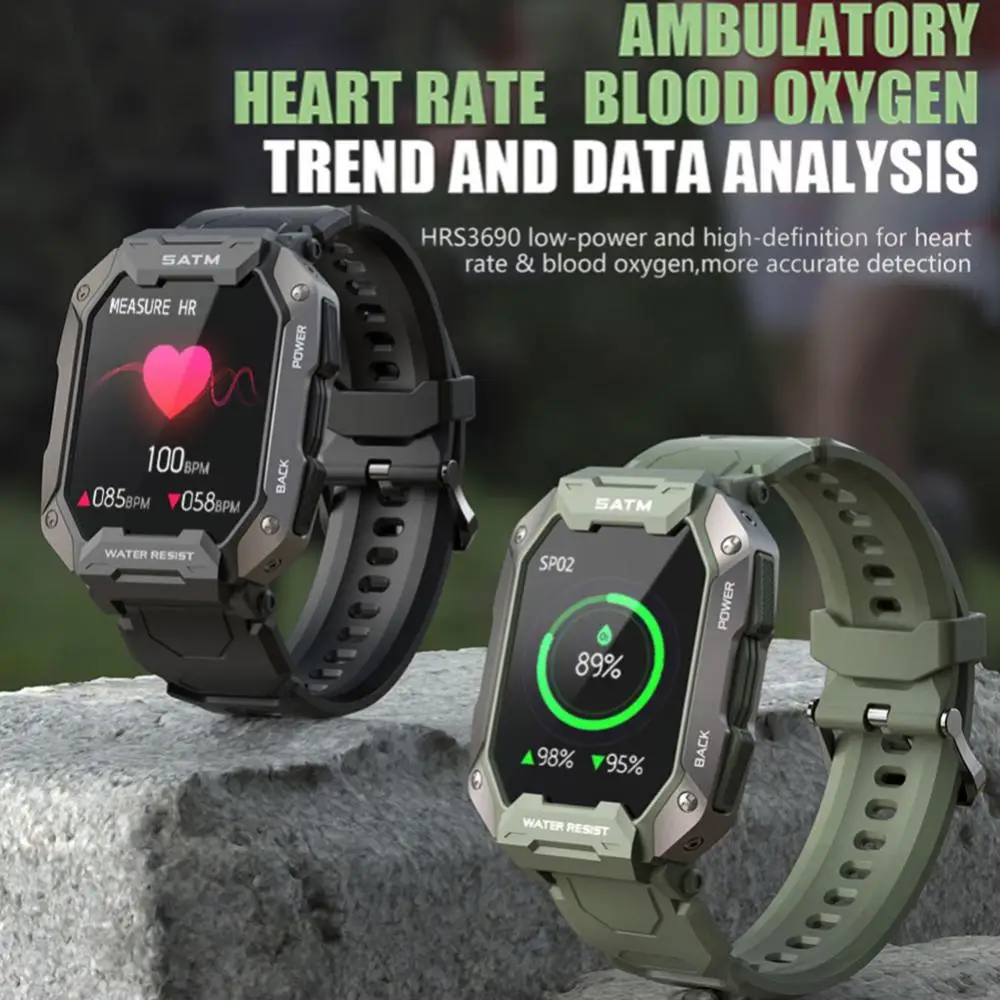 Per Doogee S41 Plus Smini S100 Pro S110 Smart Watch Men Carbon Black Ultra Army Outdoor Heart Rate Blood Oxygen Smartwatch