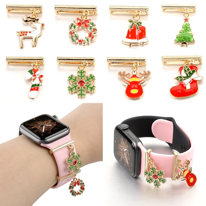 Ciondolo In Metallo Natalizio Per Apple Watch Smart Watch Strap Decoration Per Iwatch Series 7/6/5/4 Accessori Per Mi Band 7/6/5/4