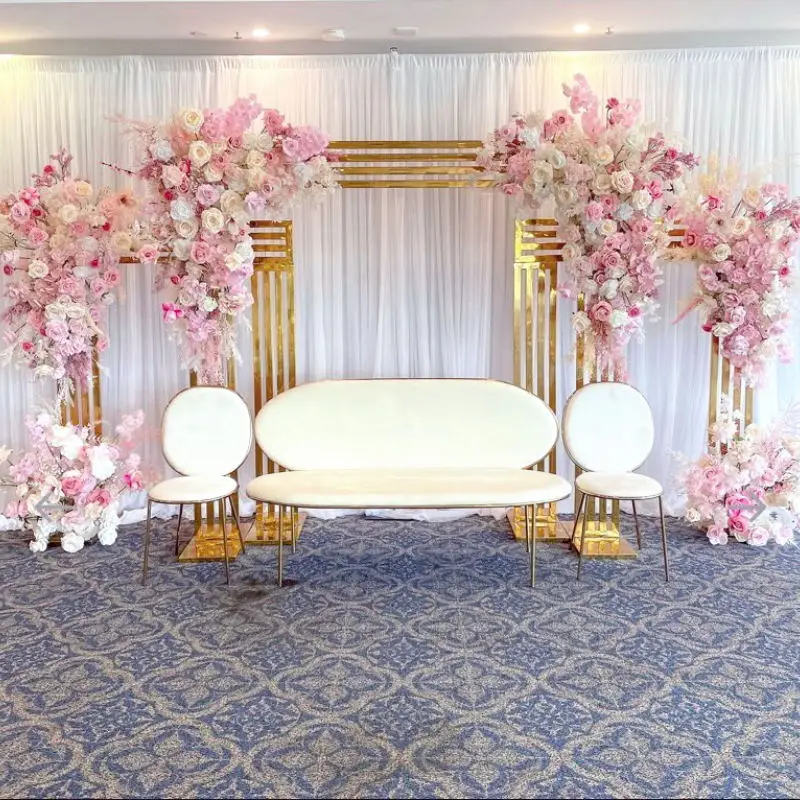 3 Pcs Shiny Wedding Arch Gold Metal Frame Puntelli Flower Stand Party Mall Window Welcome Door Wall Background Decorating