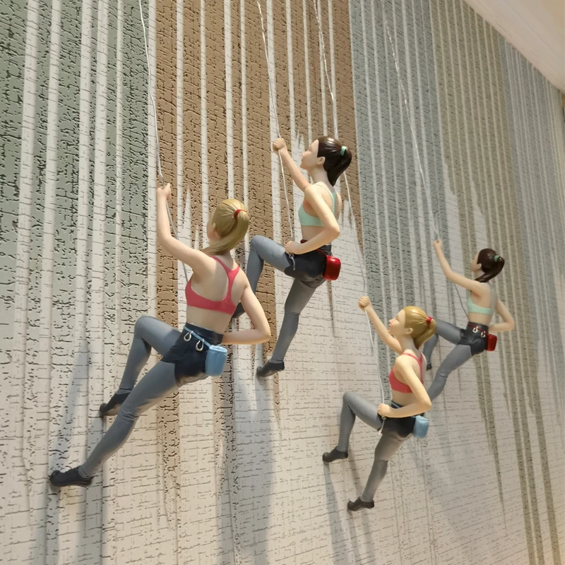 Nordic Rock Climbing Girl Resina Wall Stone Pendant Club Bar Store Mall Wall Hanging Ornaments Home Room Portico Wall Murale Decor