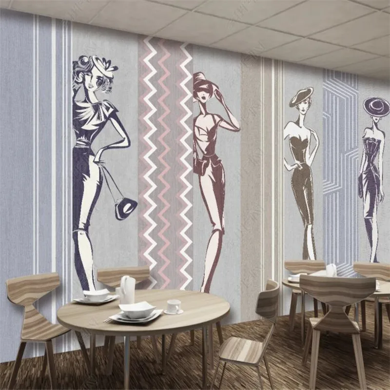 Modello Di Moda Personalizzato Negozio Centro Commerciale Negozio Di Stoffa Carta Da Parati Caffetteria Arredamento Industriale Murale Carta Da Parati
