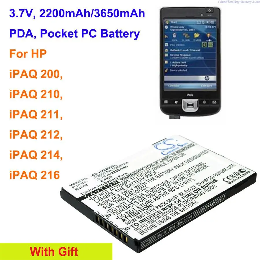 Orangeyu 2200Mah/3650Mah Pda, Batteria Pocket Pc Per Hp Ipaq 200, Ipaq 210, Ipaq 211, Ipaq 212, Ipaq 214, Ipaq 216