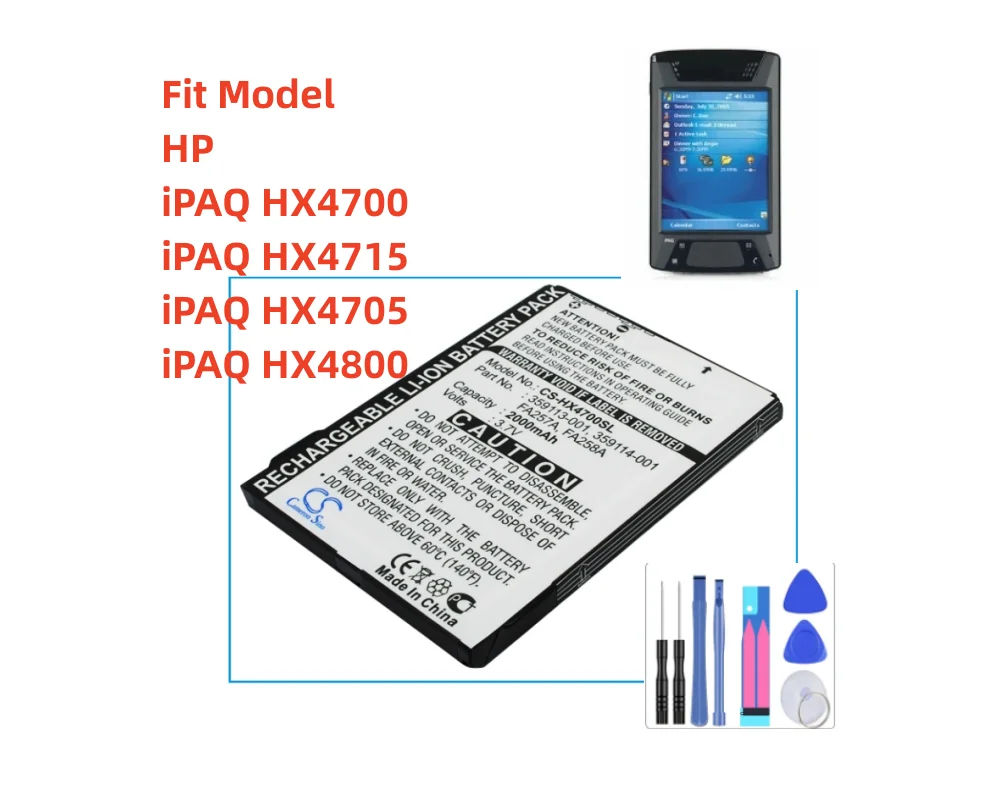 Pda, Batteria Per Pc Tascabile Per Hp 290483-B21 359113-001 359498-001 Hstnh-M02B-Sl Hstnn-H02C-X Ipaq Hx4700 Hx4715 Hx4705 Hx4800