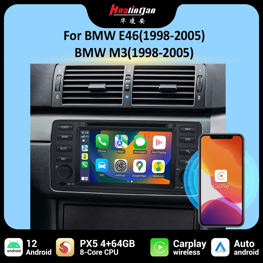 Hualingan Per Bmw E46 Doppio Din Bmw E46 Android Wireless Carplay E46 Unità Principale Per Auto Per Bmw E46 7 "Lettore Dvd Per Auto Touch Screen