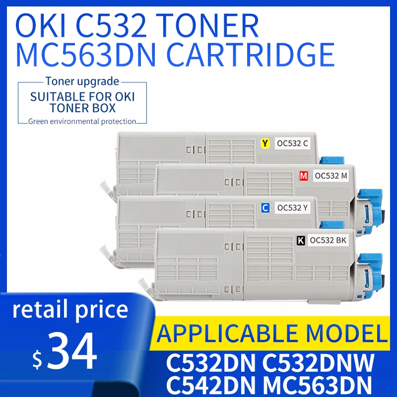 Per Cartuccia Toner Oki C532 C532Dn C532Dnw C542Dn Mc563Dn Cartuccia Toner Stampante Cartuccia Toner Mc573Dn Oki C532
