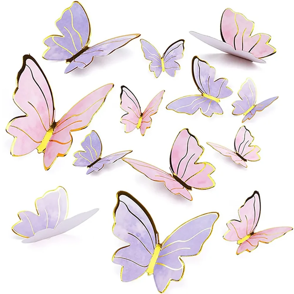 Fai Da Te Stampaggio Oro Rosa Farfalla Cake Toppers Buon Compleanno Torta Decorazione Festa Di Nozze Decor Doccia Dessert Forniture Da Forno