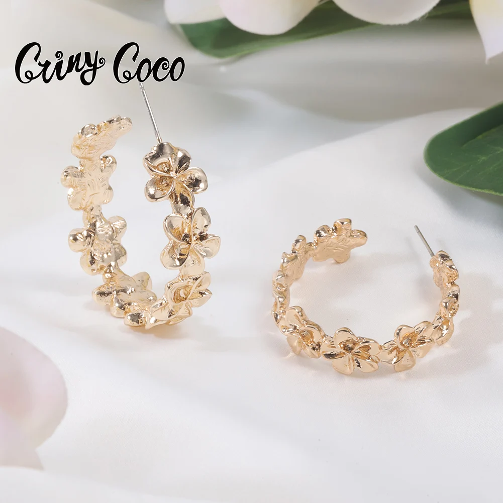 Orecchini A Cerchio Della Polinesia Francese Hawaiana Cring Coco Fashion Australian New Designer Hoops Plumeria Rubra Flower Earring Per Le Donne