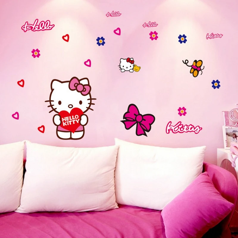 Hot Size 50 X70Cm Popolare 3D Hello Kity Cat Giocattoli Classici Decalcomanie Per La Casa Adesivi Murali In Vinile Per La Decorazione Delle Stanze Dei
