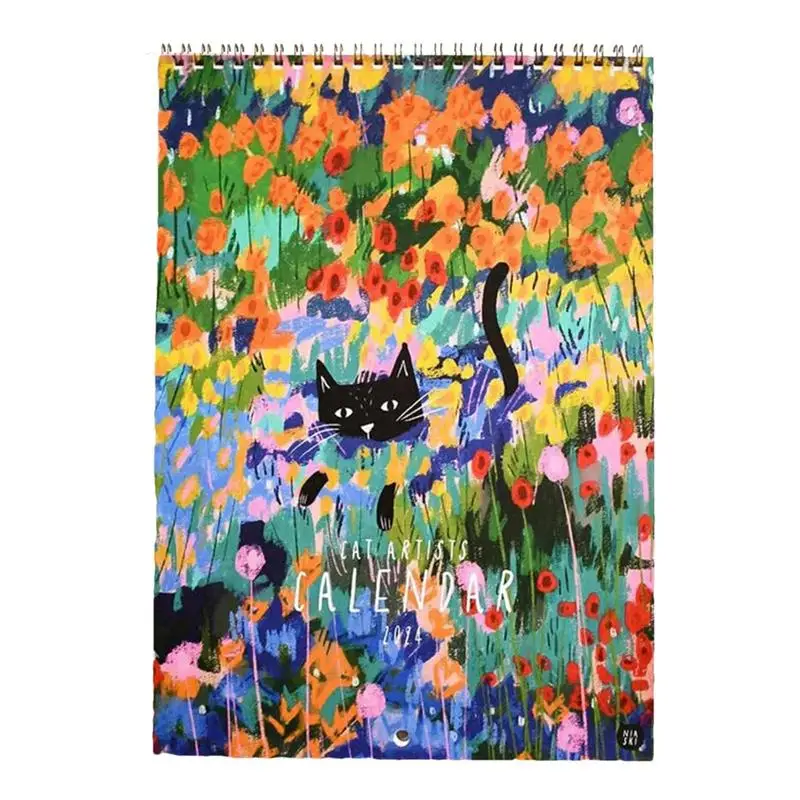 2024 Gatti In Art Wall Calendar Planner Da Jan A Dec Novità 12 Mesi Pianificazione Facile Calendari Da Parete Regali Creativi Per Gatto