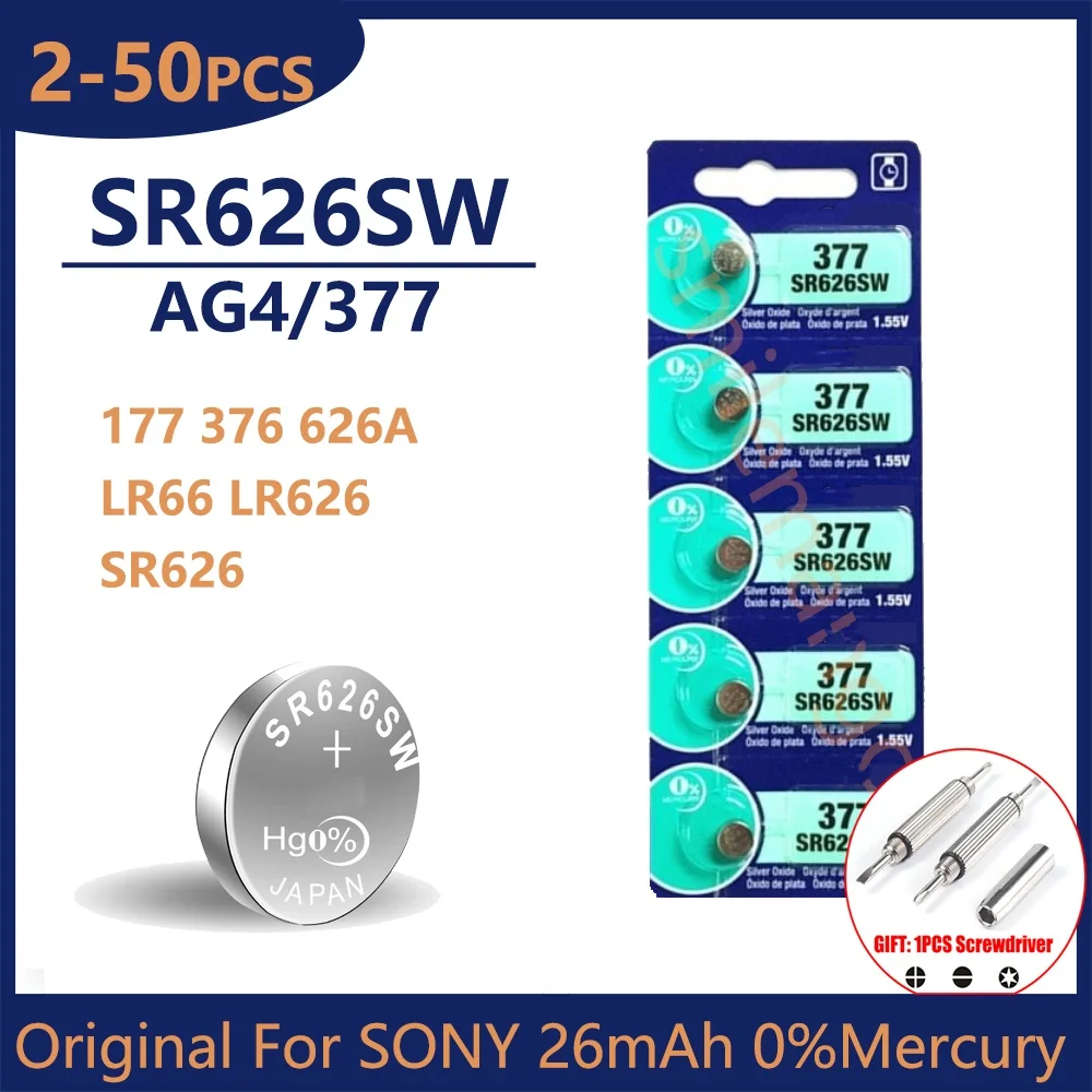 Originale Per Batterie A Bottone Sony Ag4 377 Sr626Sw Sr626 177 376 626A Lr66 Lr626 Batteria Alcalina A Moneta Cellulare Per Orologio Giocattoli Orolo