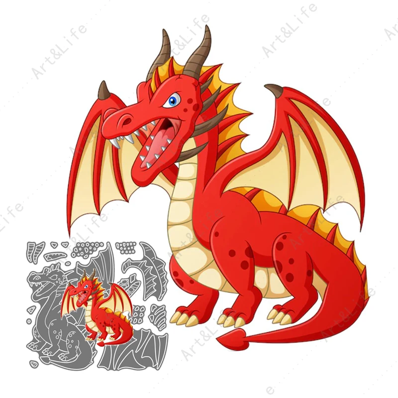 Scrapbooking Die Cut Red Dragon Dinosaur Fire Pterosaur New Metal Cutting Dies Stencil Animali Per La Goffratura Dell'Album Di Carte Di Carta
