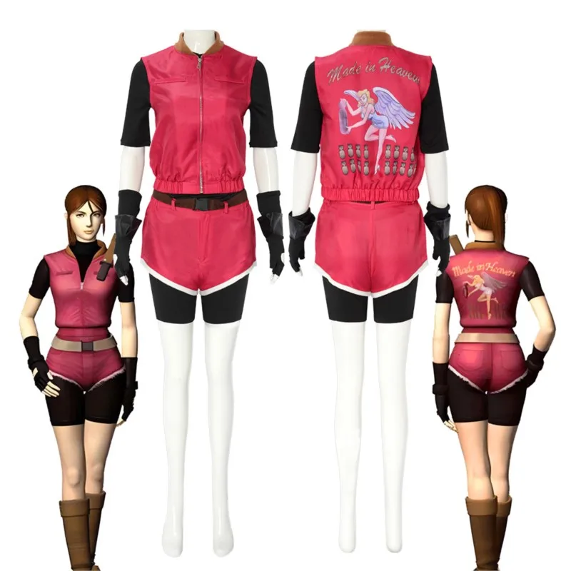 Movie Game Resident Frontend Redfield Costume Cosplay Adult Women Girl Roleplay Evil Cosplay Halloween Outfit Carnival Party Suit