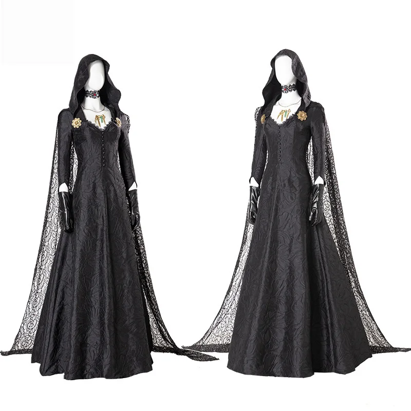 Resident Village Bela Cassandra Daniela Costume Cosplay Evil Vampire Lady Dress Outfit Ruolo Spaventoso Halloween Party Mantello Con Cappuccio