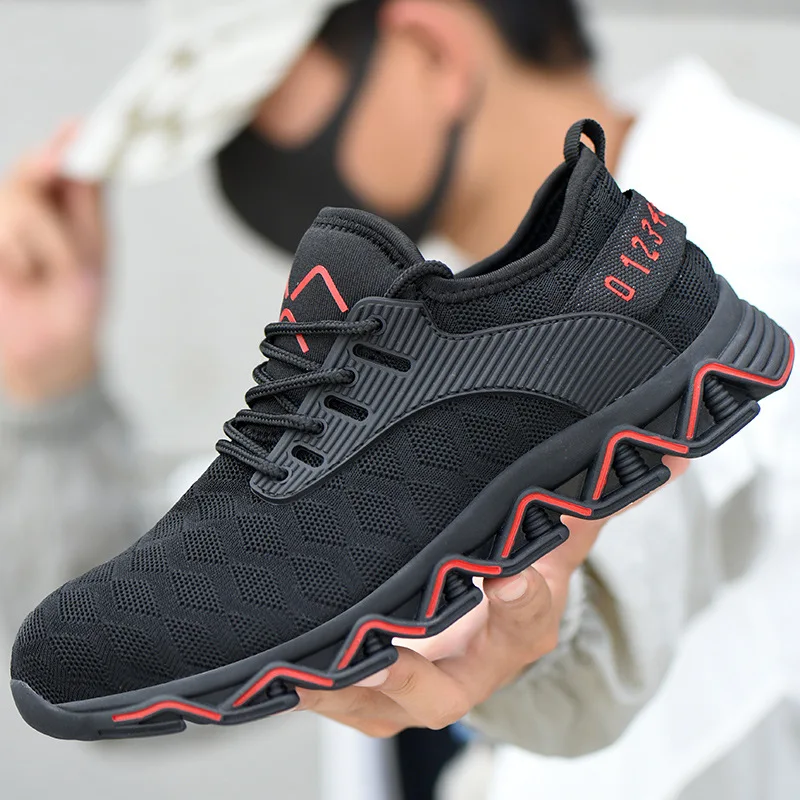 Mens Safety Shoes Outdoor Steel Toe Cap Shoes Work Boots Anti-Smash Anti-Puncture High Quality Super Lightweight Boots Soft