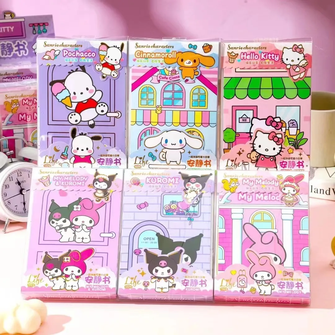 Sanrio Kulomi Big Eared Dog Anime Periferiche Toys No Cut Quiet Book Unzip Toy Book Pinch Music Creatività Materiale Per Vestire Fai Da Te
