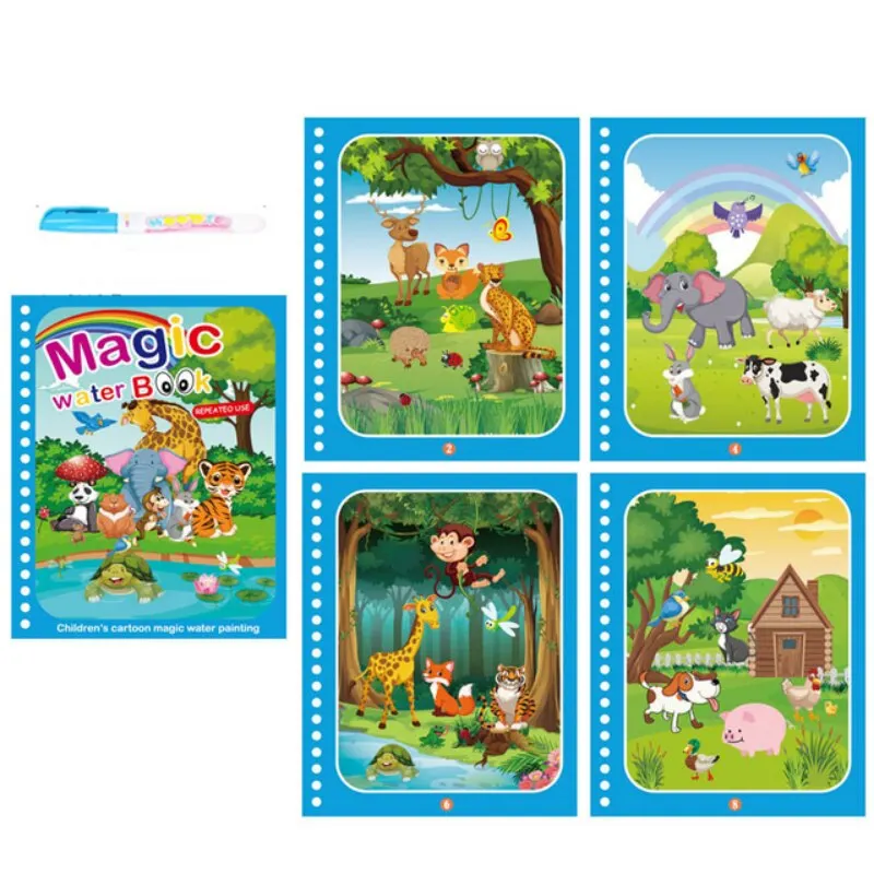 Libro Di Immagini D'Acqua Magica Fai-Da-Te Per Bambini Libro Magico Tranquillo Libro Di Riempimento Di Colori Graffiti Per Bambini Libro Di Immagini D