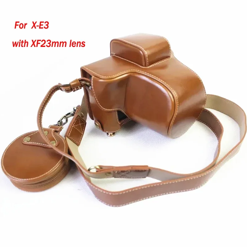 Custodia Per Fotocamera In Pelle Pu Di Alta Qualità Per Fujifilm Xe3 + Xf23Mm Finepix X-E3 Custodia Per Fotocamera Con Apertura Della Batteria + Traco