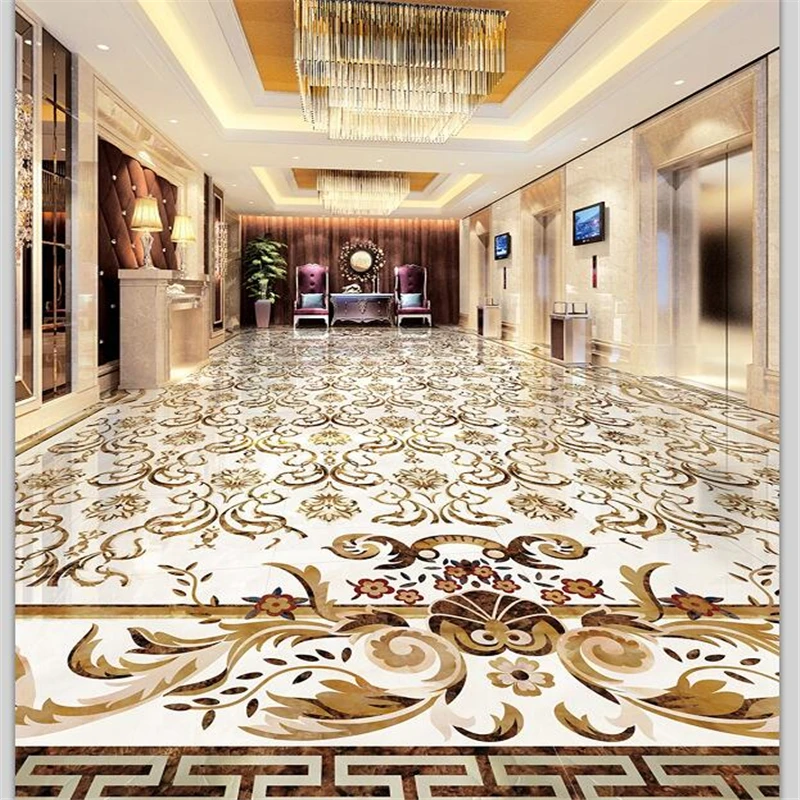 Wellyu Custom Pavimenti In Pittura Decorativa 3D Marmo Modello Continental Modello Di Piastrelle Di Pietra Parquet 3D Di Auto-Adesivo Pavimenti In