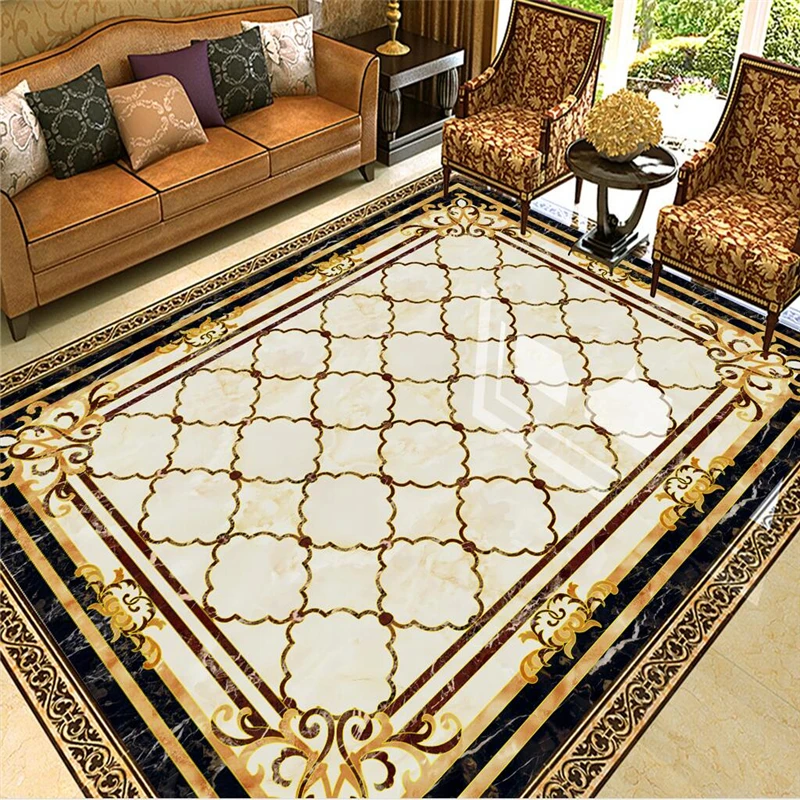 Wellyu Custom Large-Scale Mural 3D Wallpaper Thickened Wear-Resistant Mural European Marble Tile Parquet Floor  3D Flooring