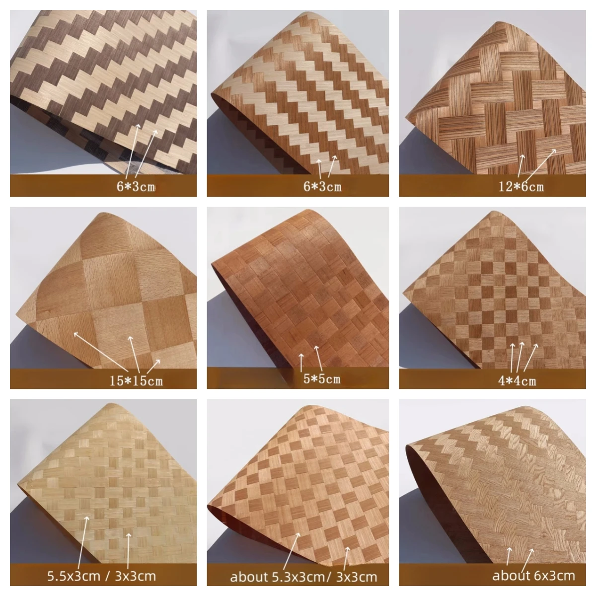 Parquet Marquetry Impiallacciato In Legno Intrecciato Naturale Con Pile Per Mobili Home Hotel Decor Block Plade 0.2-0.3Mm