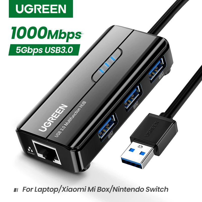 Ugreen Usb Ethernet Da Usb3.0 A Rj45 Adattatore Ethernet Da 1000Mbps Per Laptop Xiaomi Mi Box S Set-Top Box Usb Lan Network Card Hub Usb